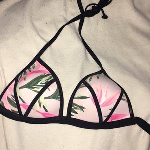 PINK halter style, pink and palm print, bikini top